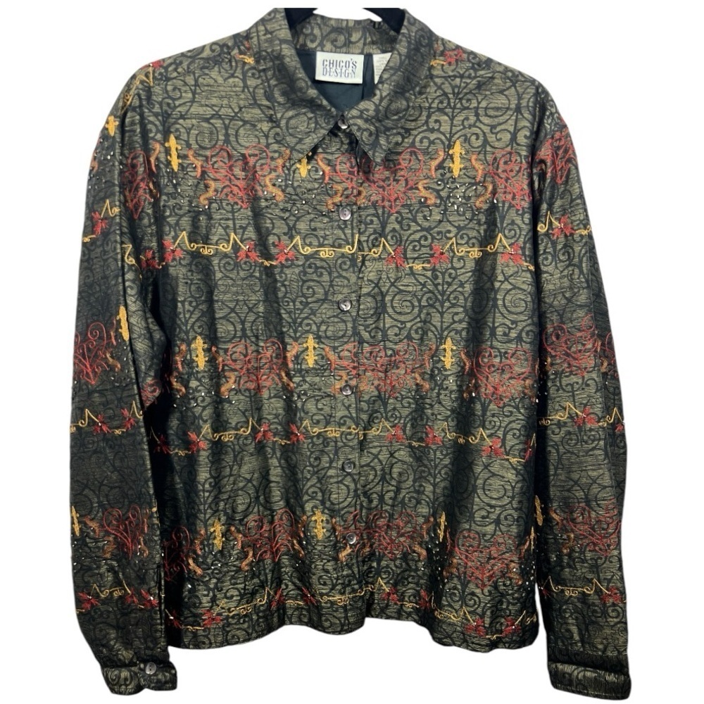 Chico’s Design‎ Vintage Silk Embroidered Beaded Jacket 2/L (12)